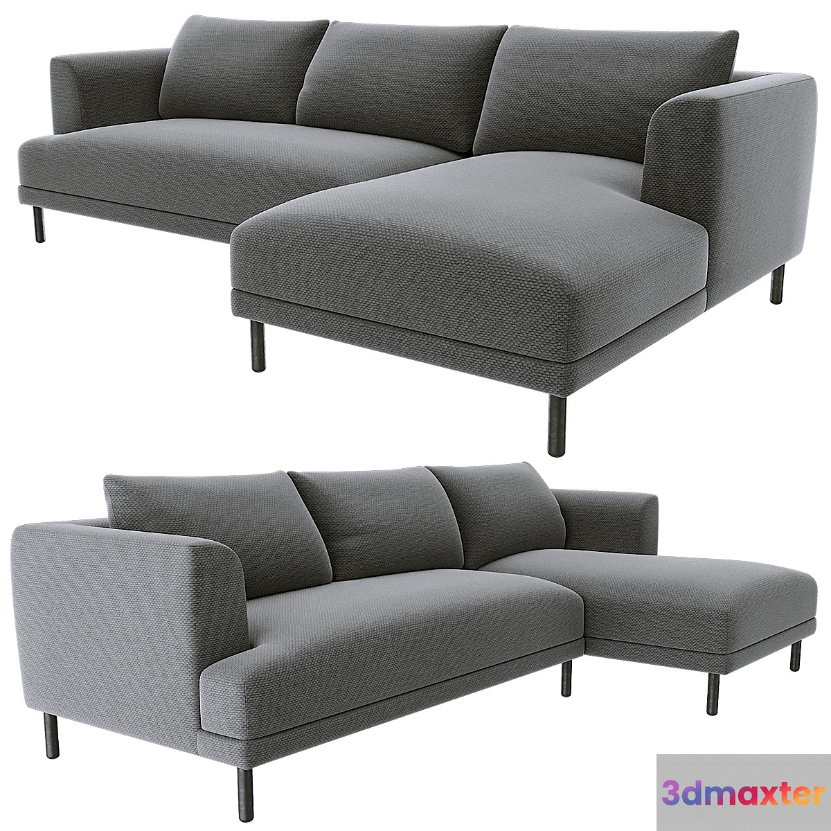 Bowery chaise corner sofa gray
