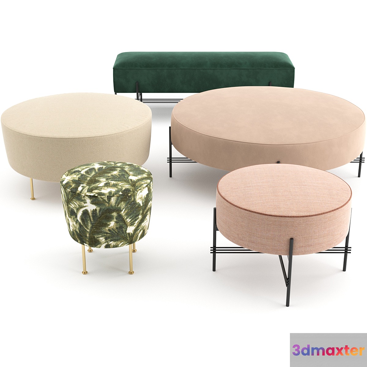 Ottomans and Poufs by GUBI 3D Max