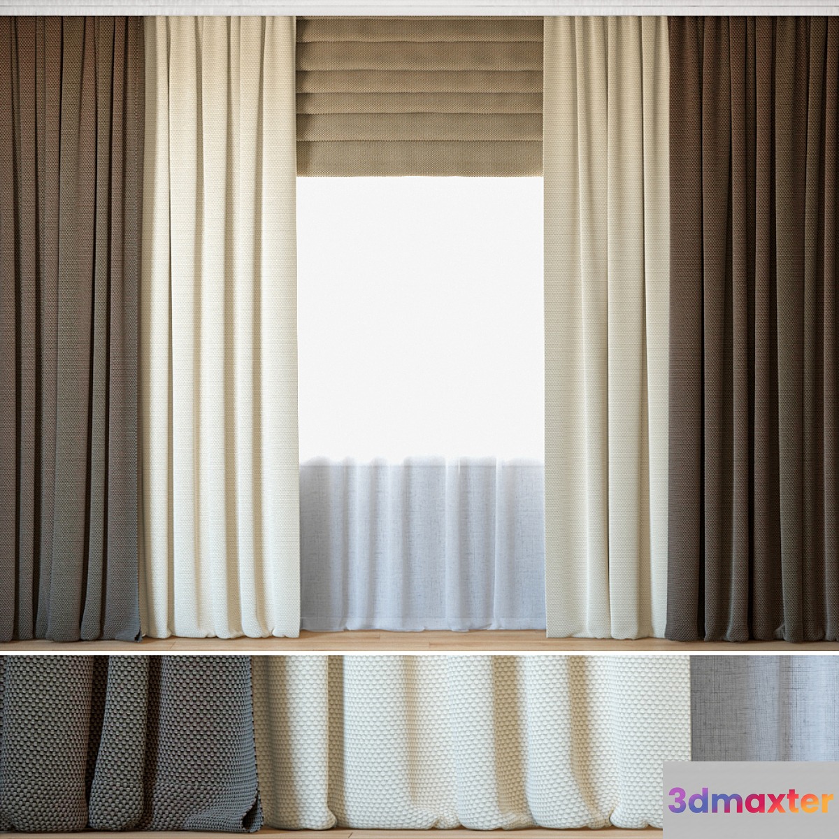 Curtains 28 | Curtains with Tulle | Rohi | Novum 3D Max