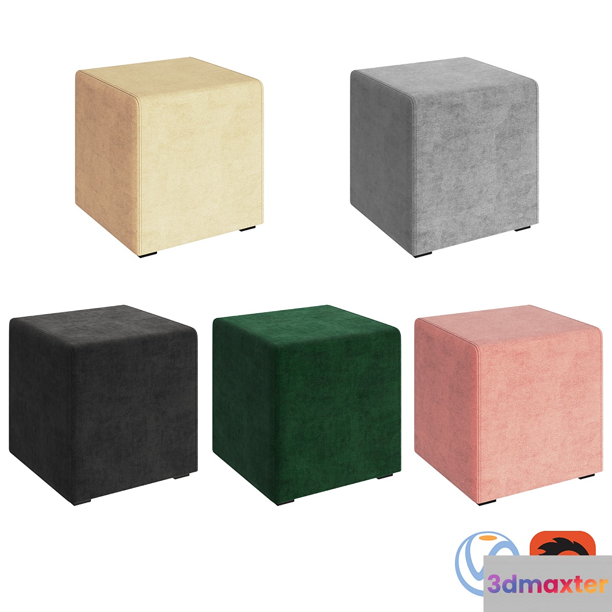 Box Ottoman Colors 3D Max