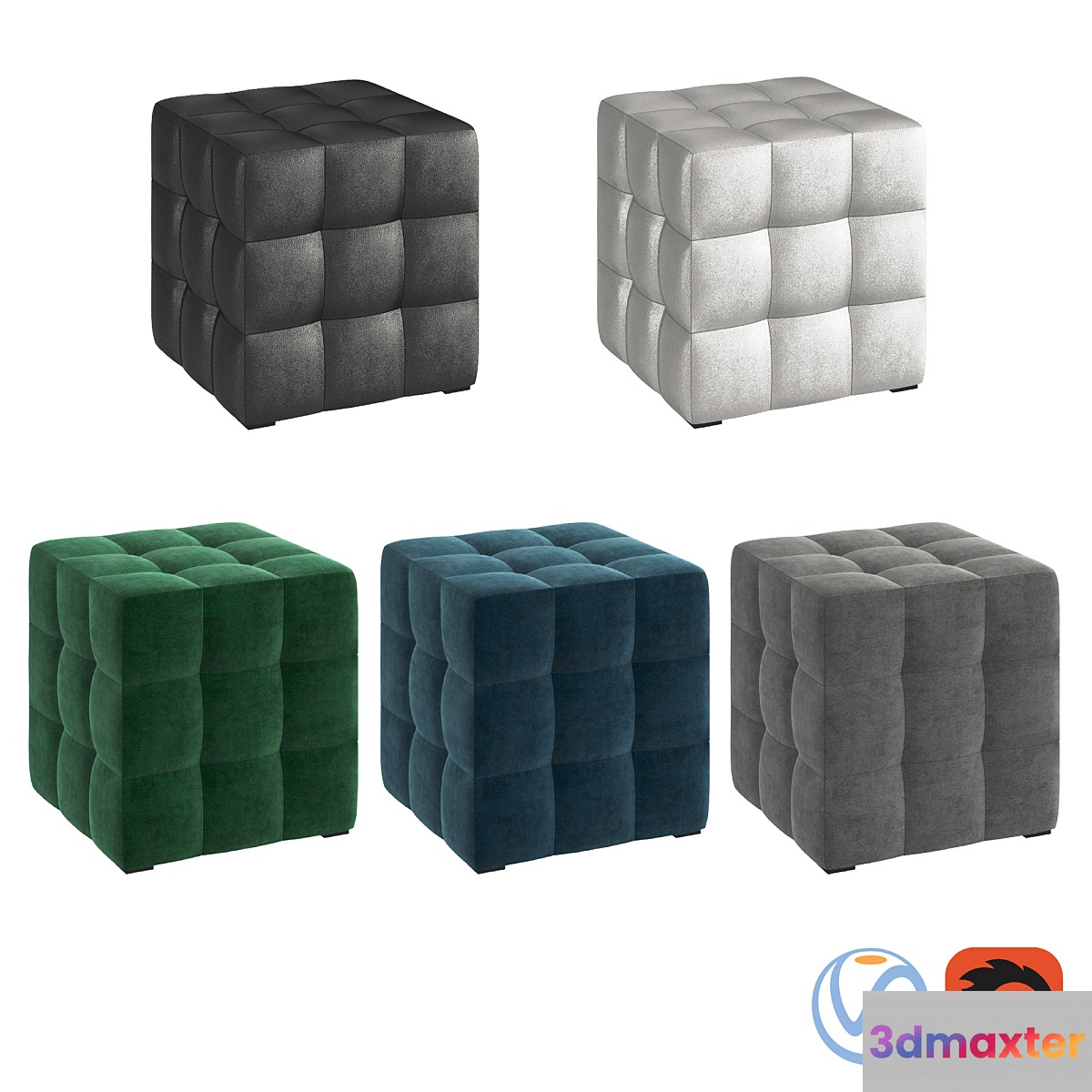 Box Ottoman Colors 3D Max