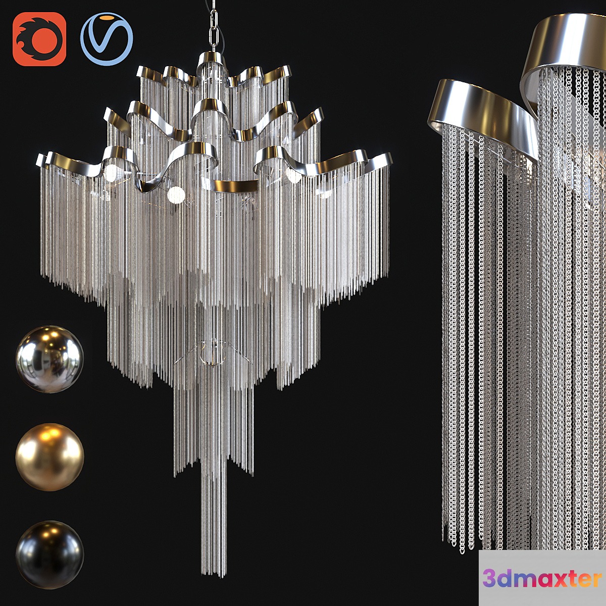 Terzani stream chandelier 3D Max