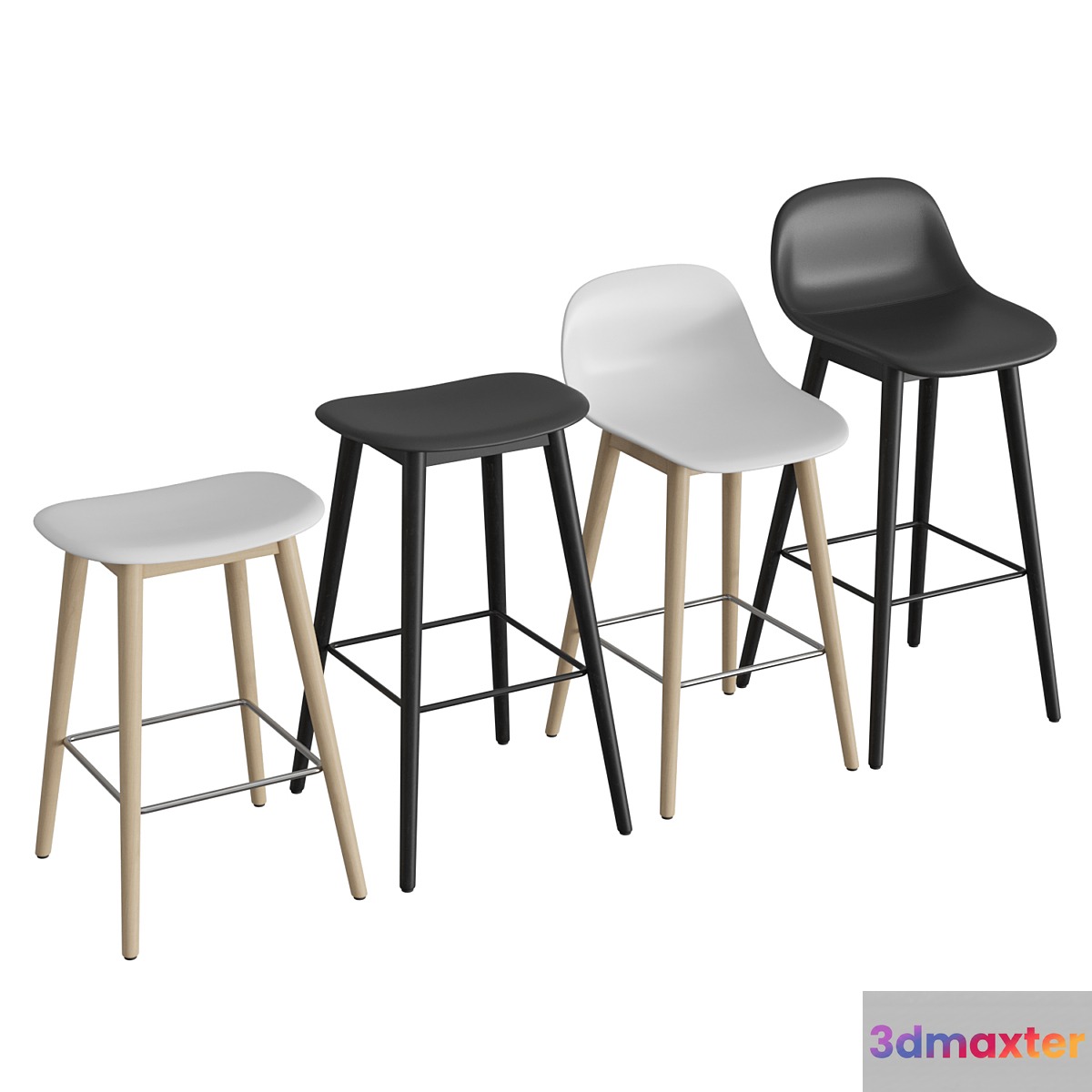 Fiber Bar Stool Wood Base