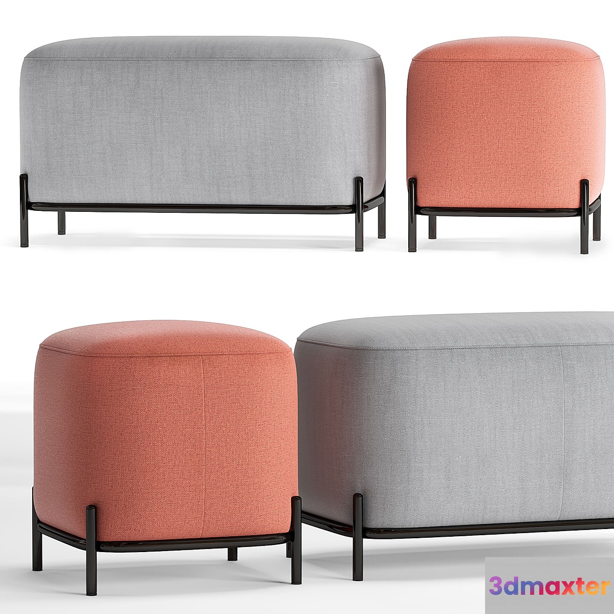 Industry West HEMLOCK pouf 3D Max