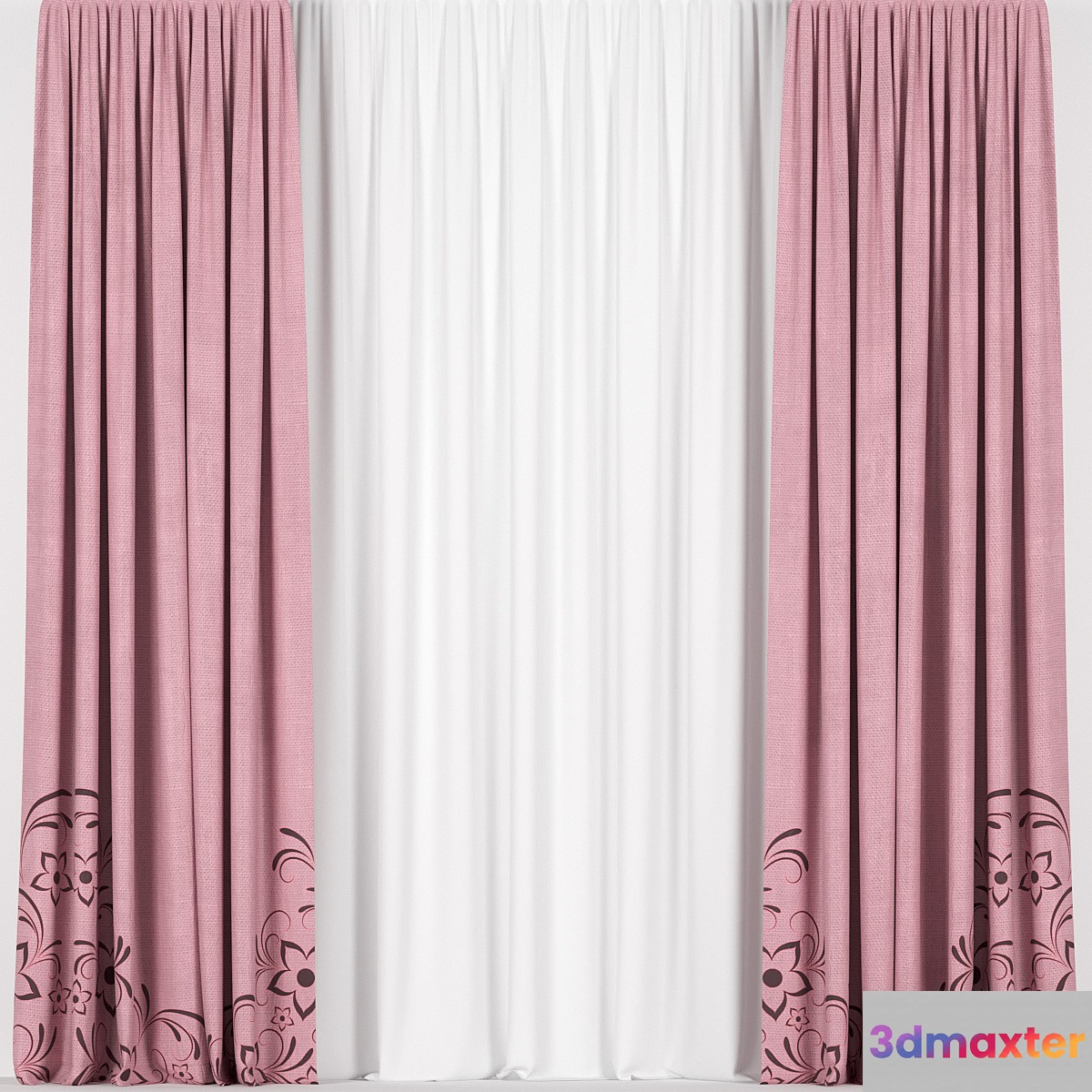 Pink curtains. 3D Max