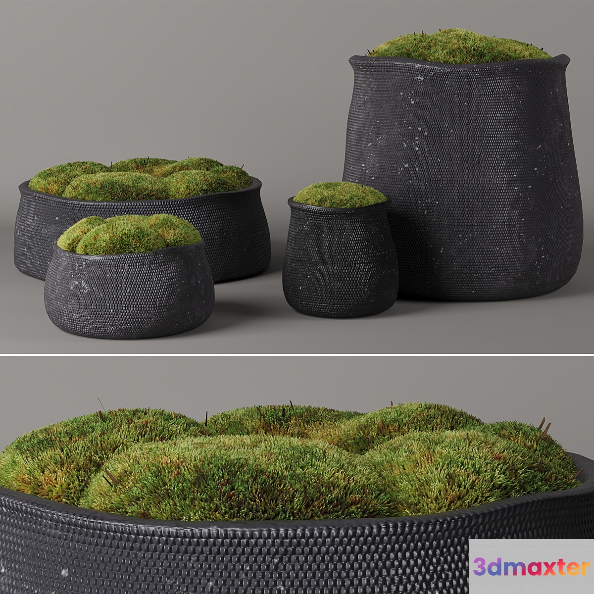 RH Crosshatch concrete vases