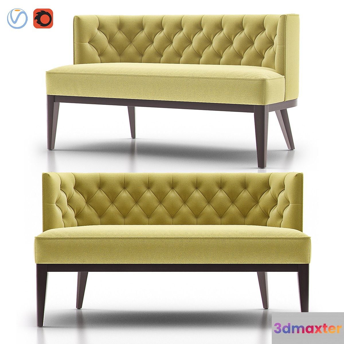 GRAYSON Tufted Settee 3D Max