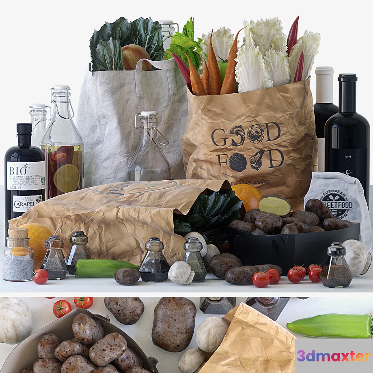 Grocery bags 3D Max