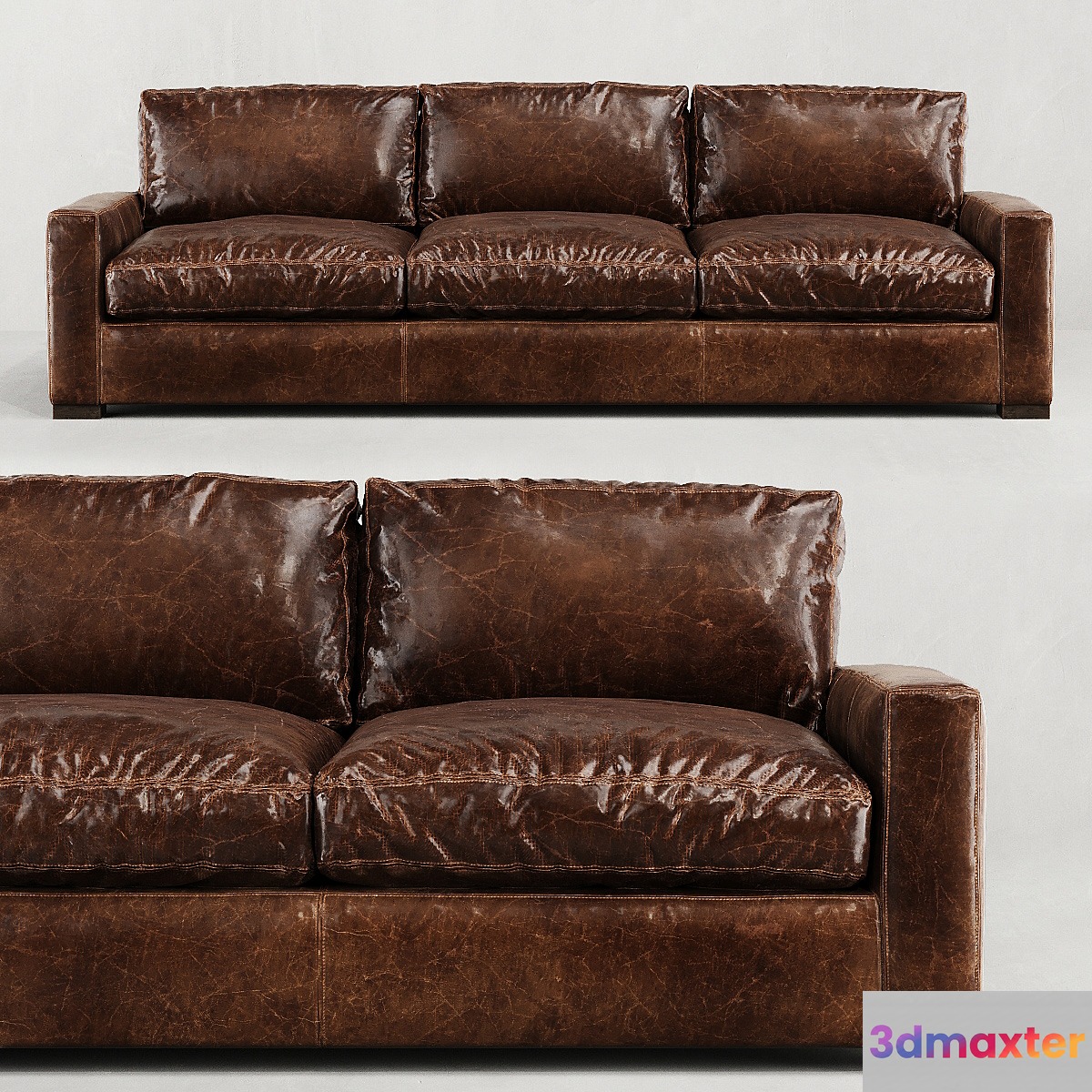 RH _ MAXWELL LEATHER THREE-SEAT-CUSHION SOFA