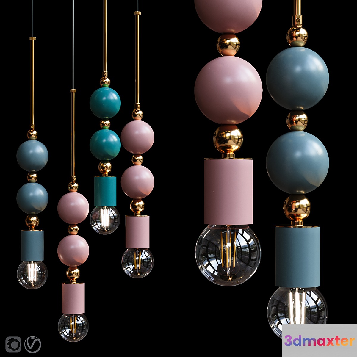 Pendant Lamp Beaded Pendant Lamp Spheres 3D Max