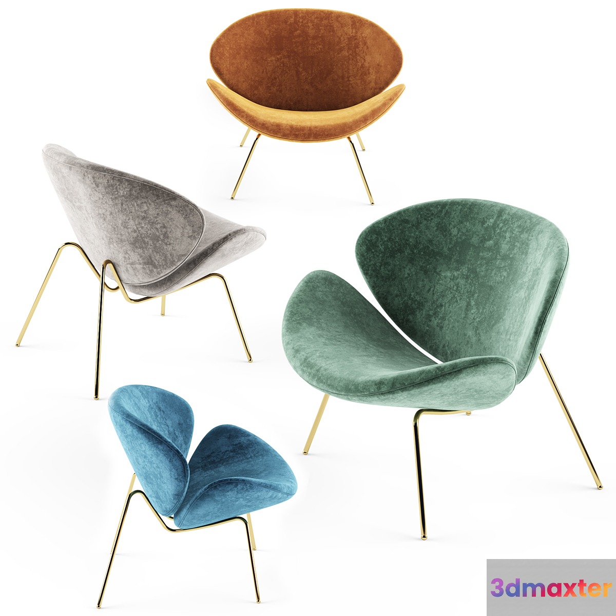 Major velvet armchair 3D Max