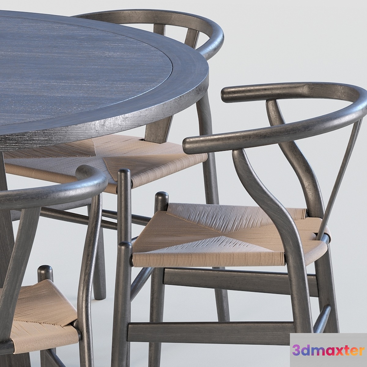 Black wishbone chairs 3D Max