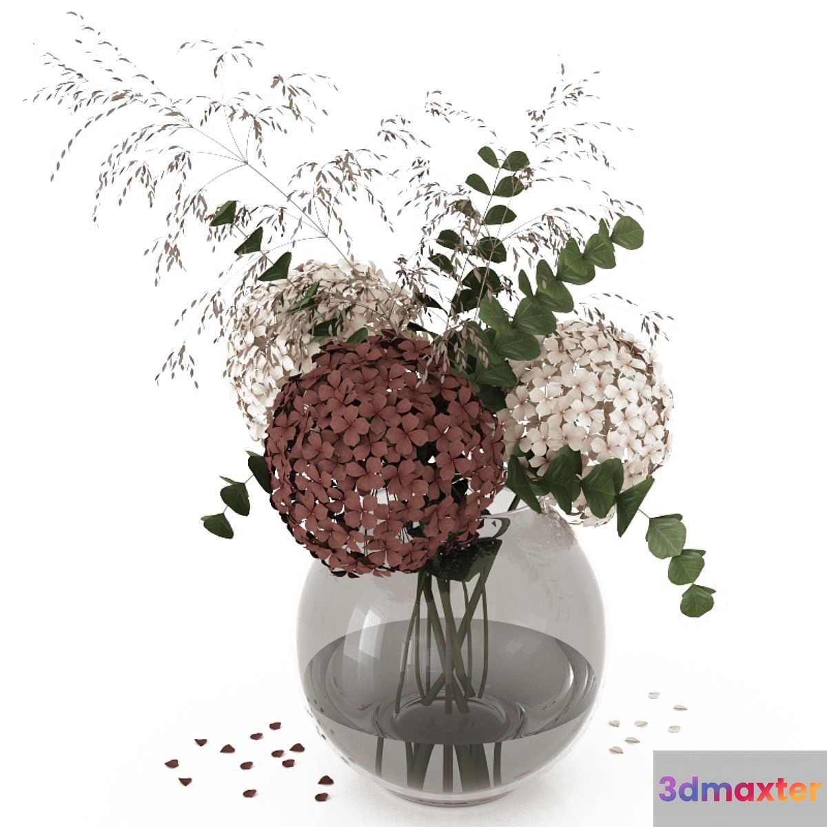 Bouquet with hydrangea and eucalyptus branches