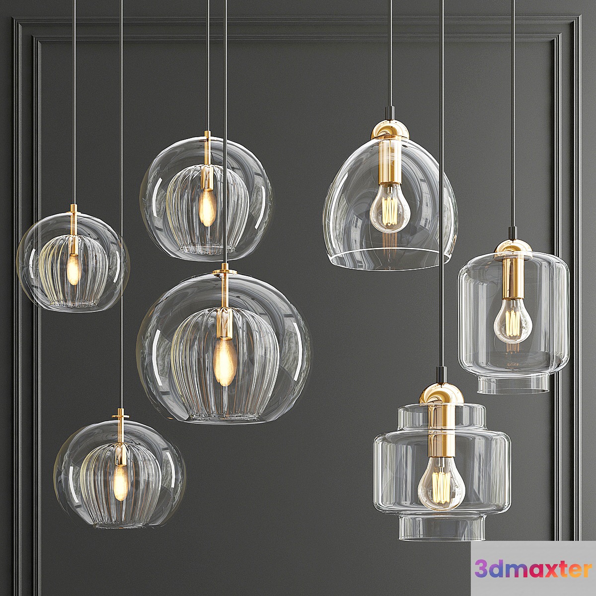 Plated Crystal & Milo Pendant 3D Max
