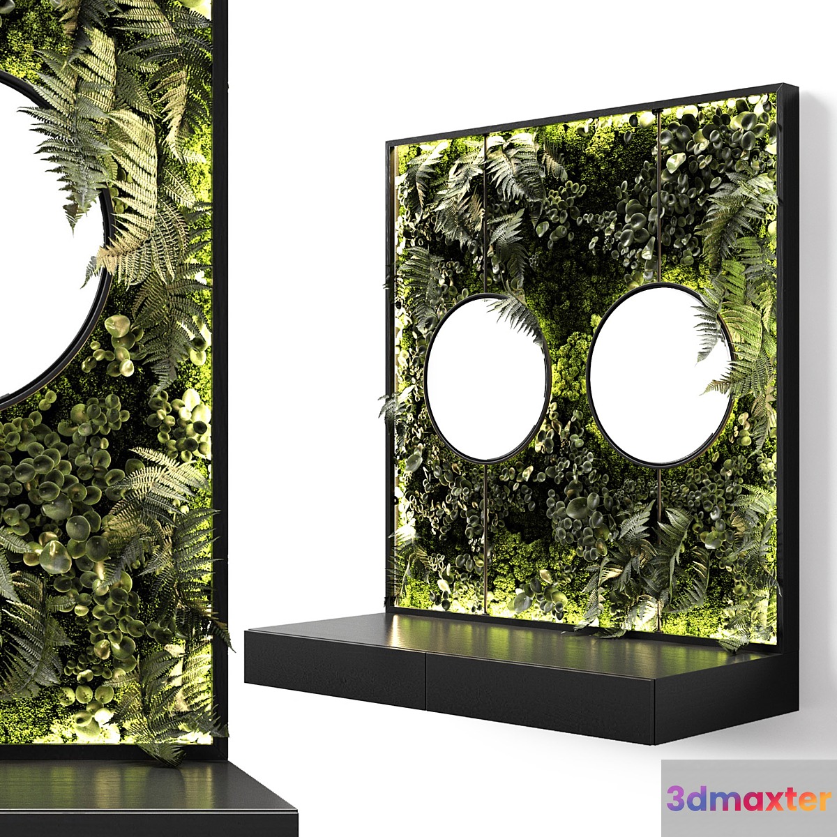 Console with mirrors and vertical garden 3D Max