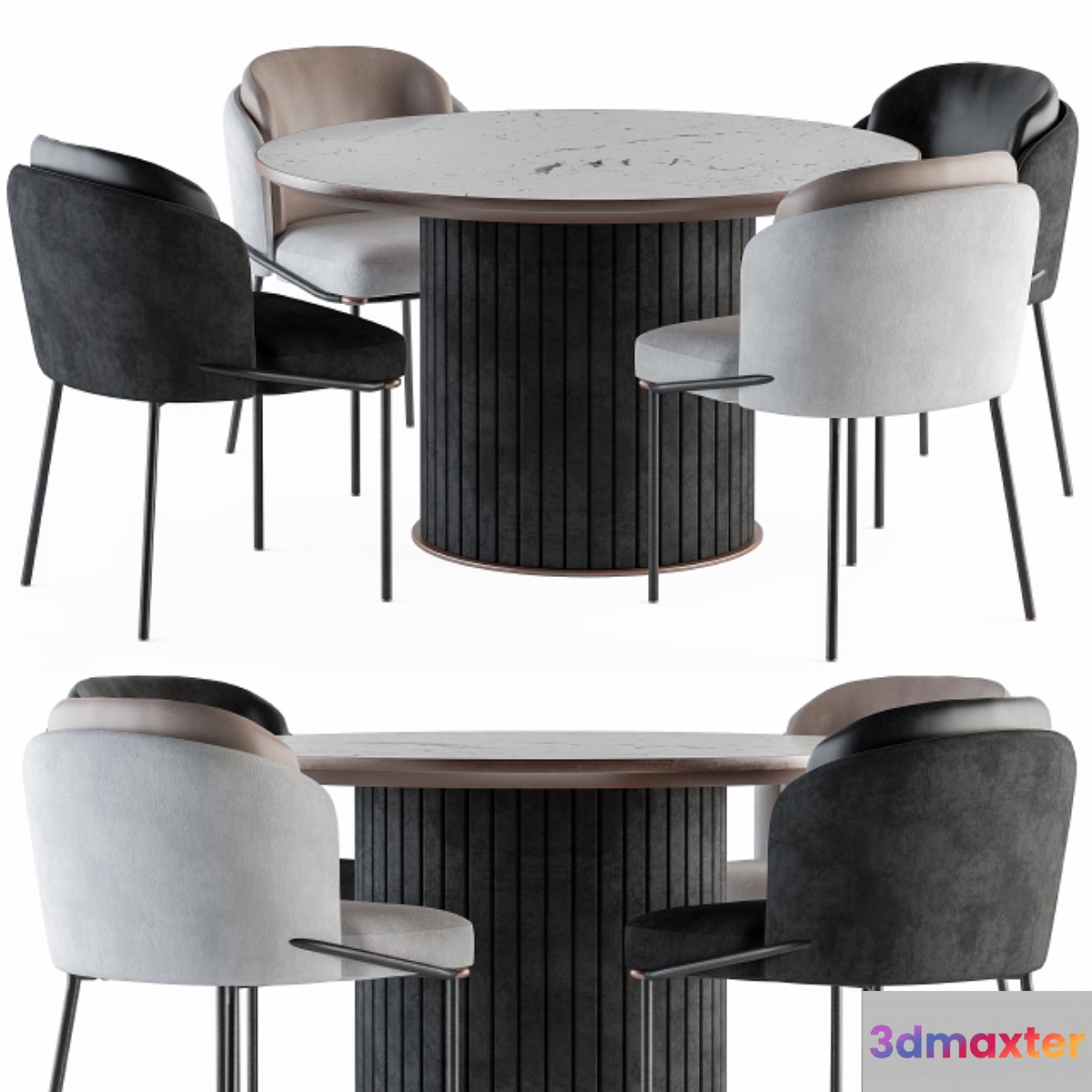 Minotti Dinning-Round Table and Chair 3D Max