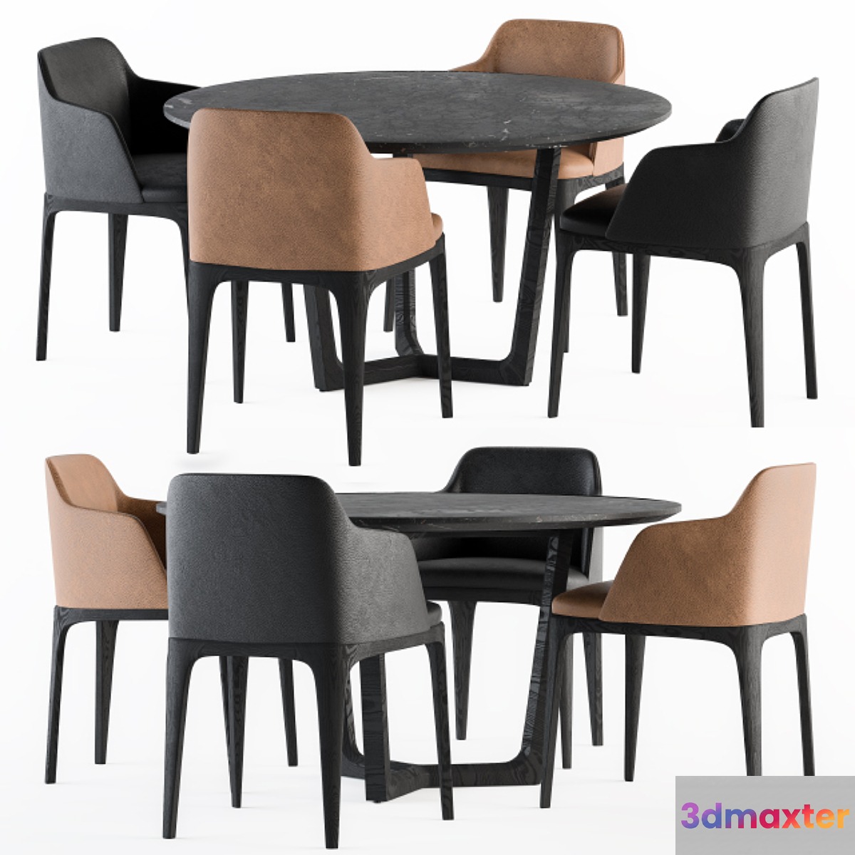 Poliform Dinning-Round Table and Grace Chair 3D Max