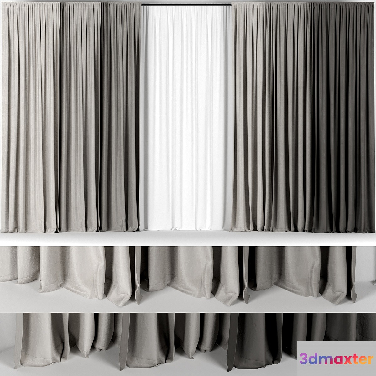 Six curtains in different colors