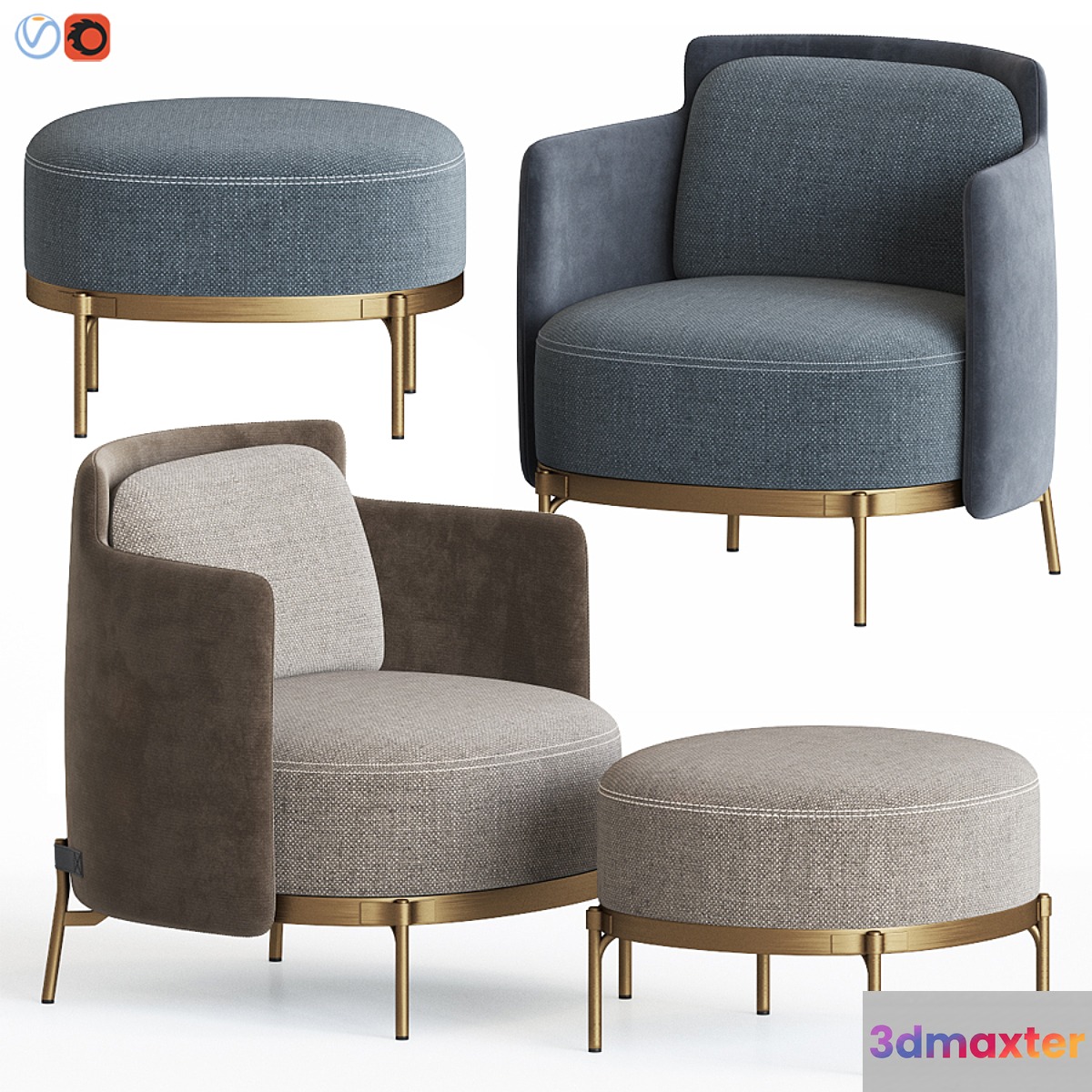 Minotti Tape Armchair & Ottoman - No.12