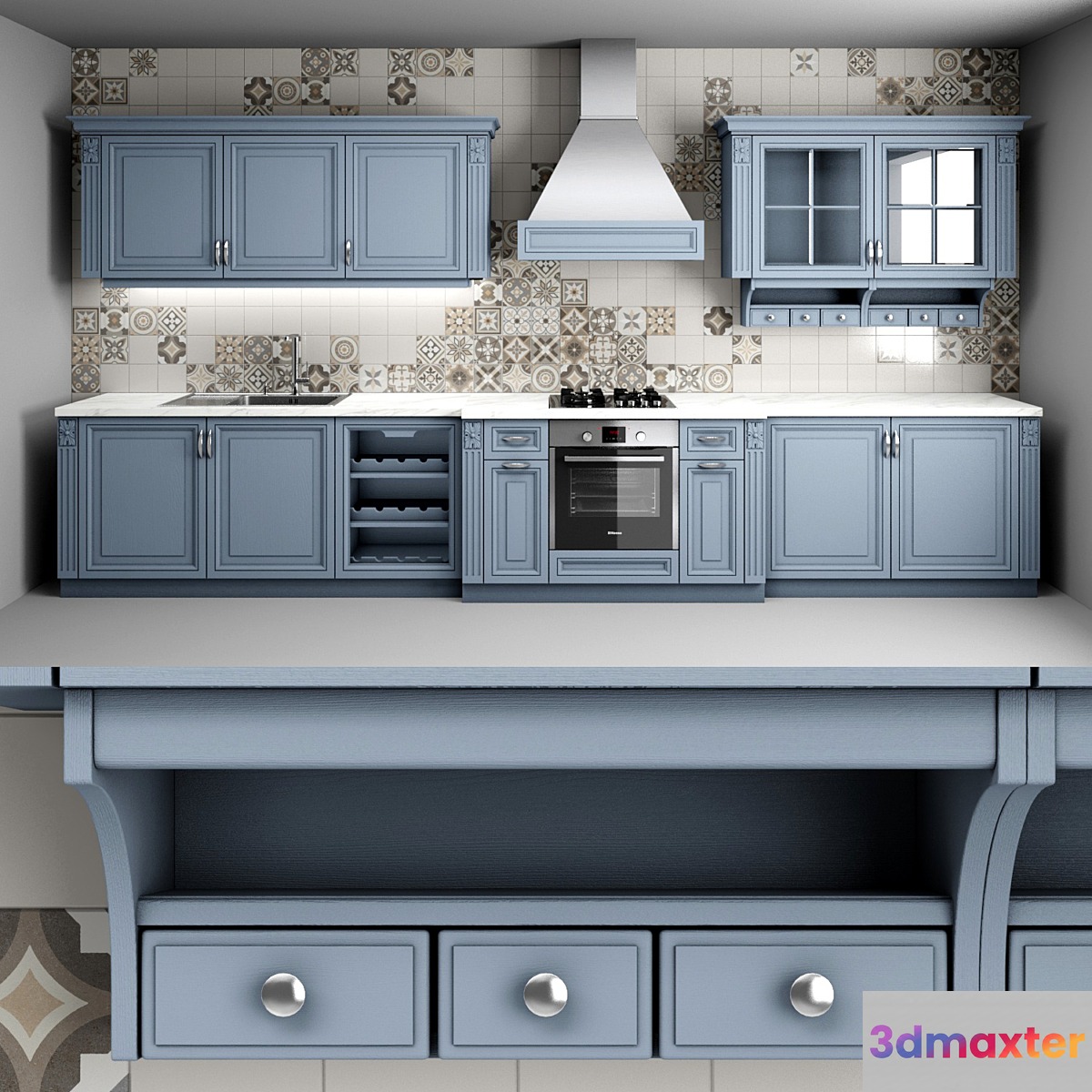New england kitchen 3D Max