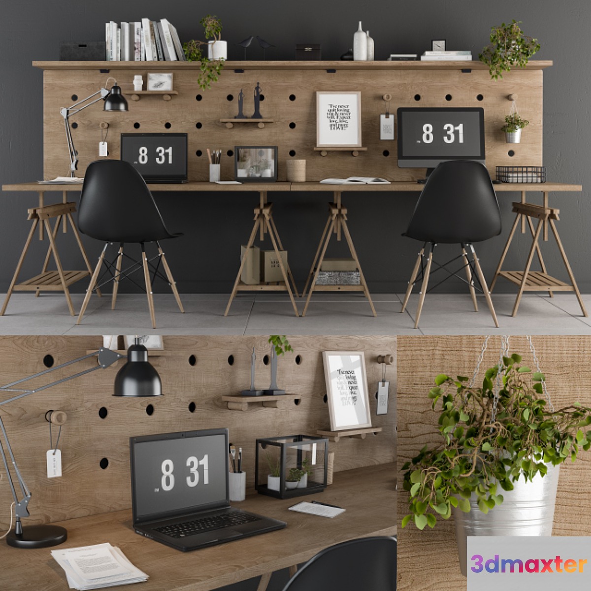 Loft style office 3D Max