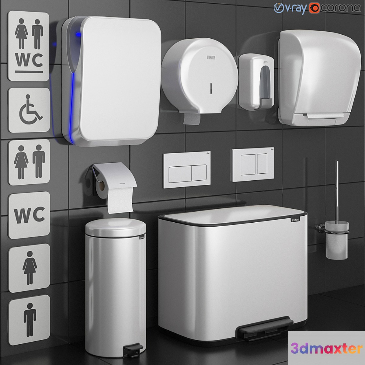 Bathroom accessories set 73 White (Grohe Jofel Brabantia BXG Katrin Viega)