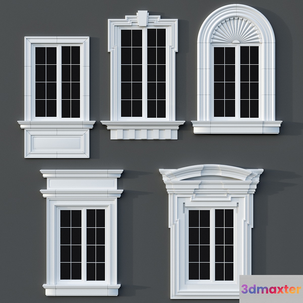 Windows in the style of modern classics 01 3D Max