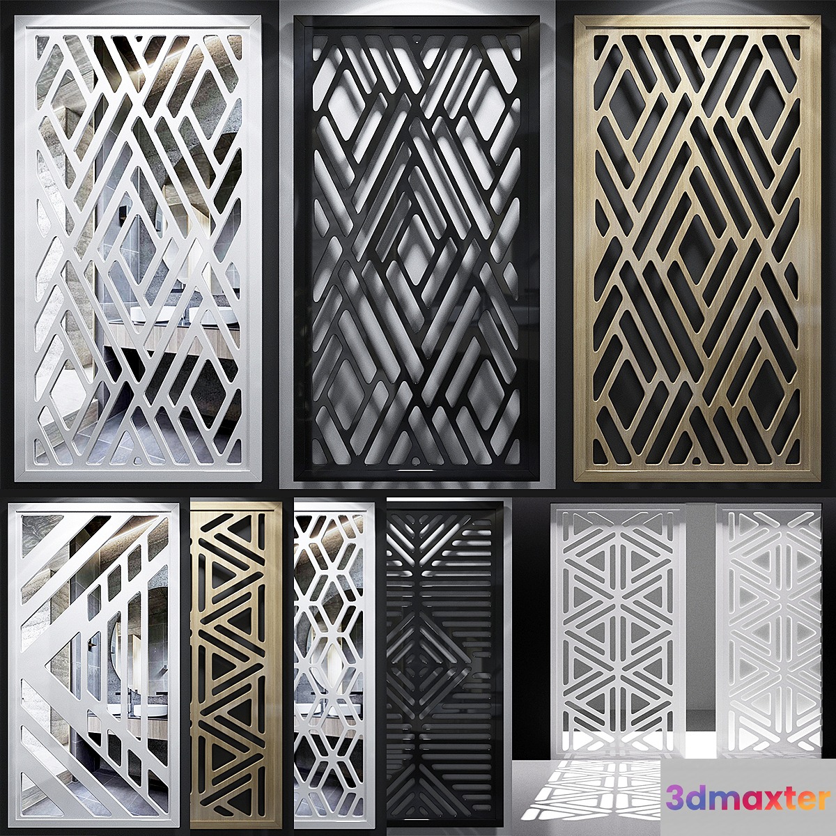 Set of decorative panels_12 3D Max
