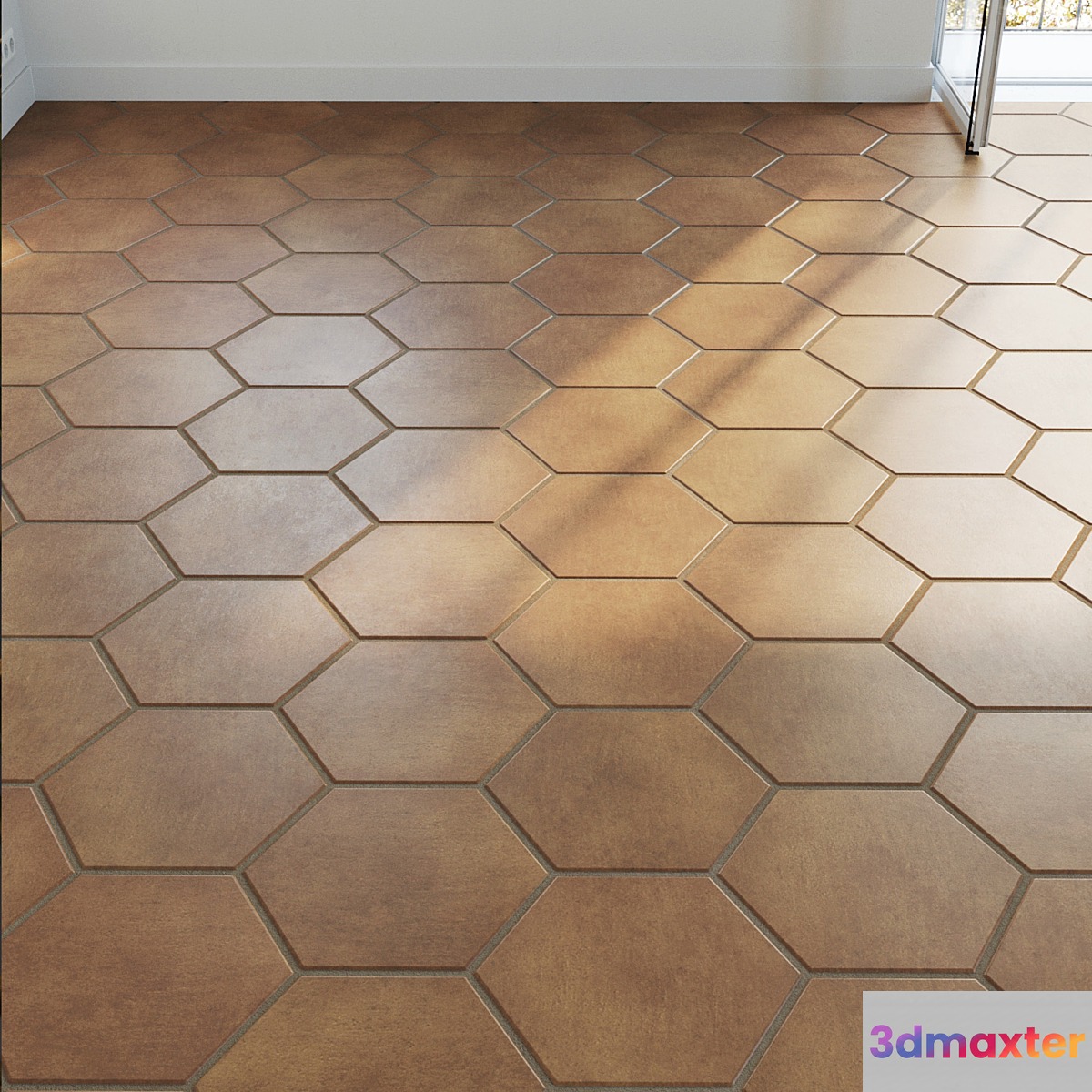 Ceramic tile set 03 - Hexagon Natural Terracotta