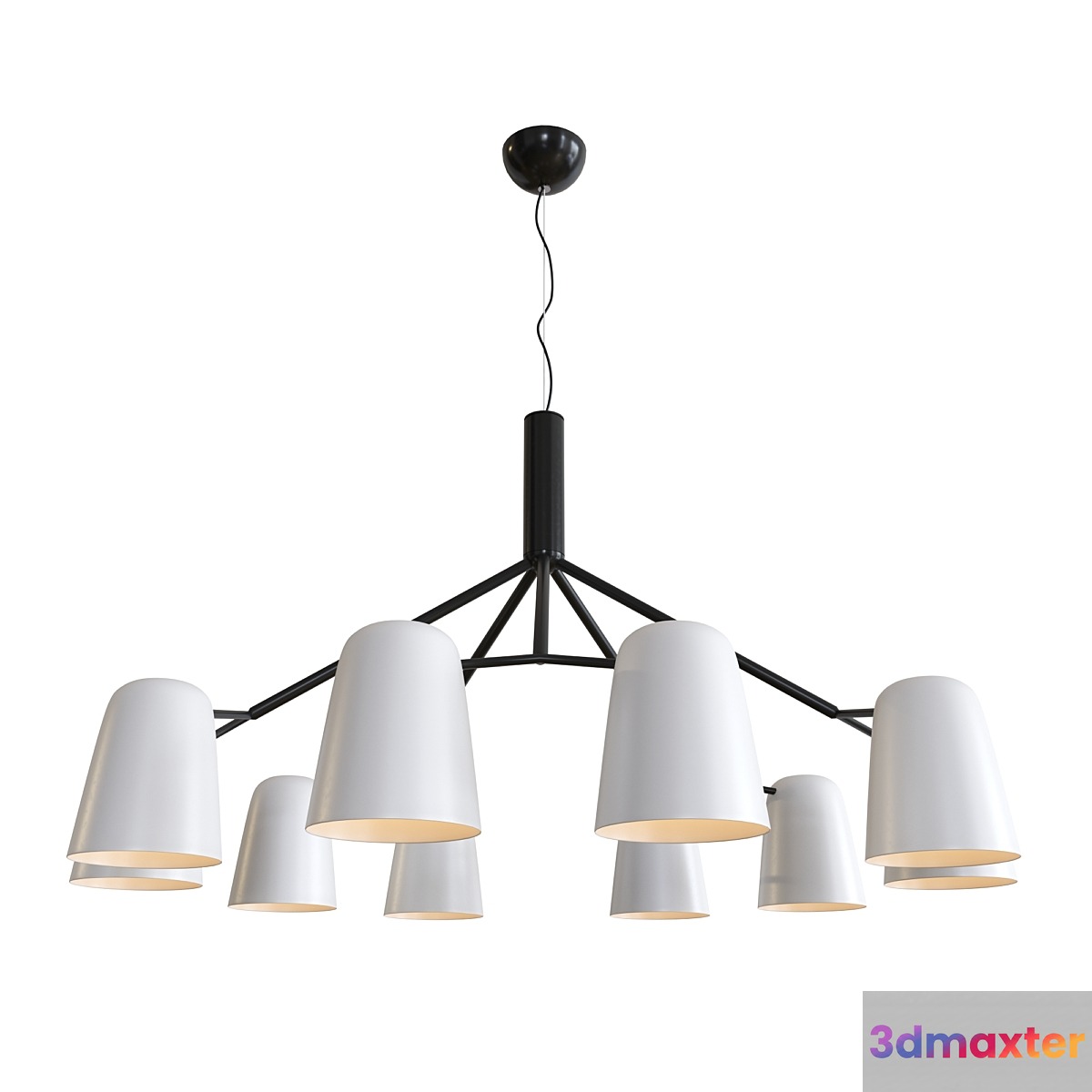 Pendant chandelier Crystal Lux ENRIQUE SP10 BLACK _ WHITE 3D Max
