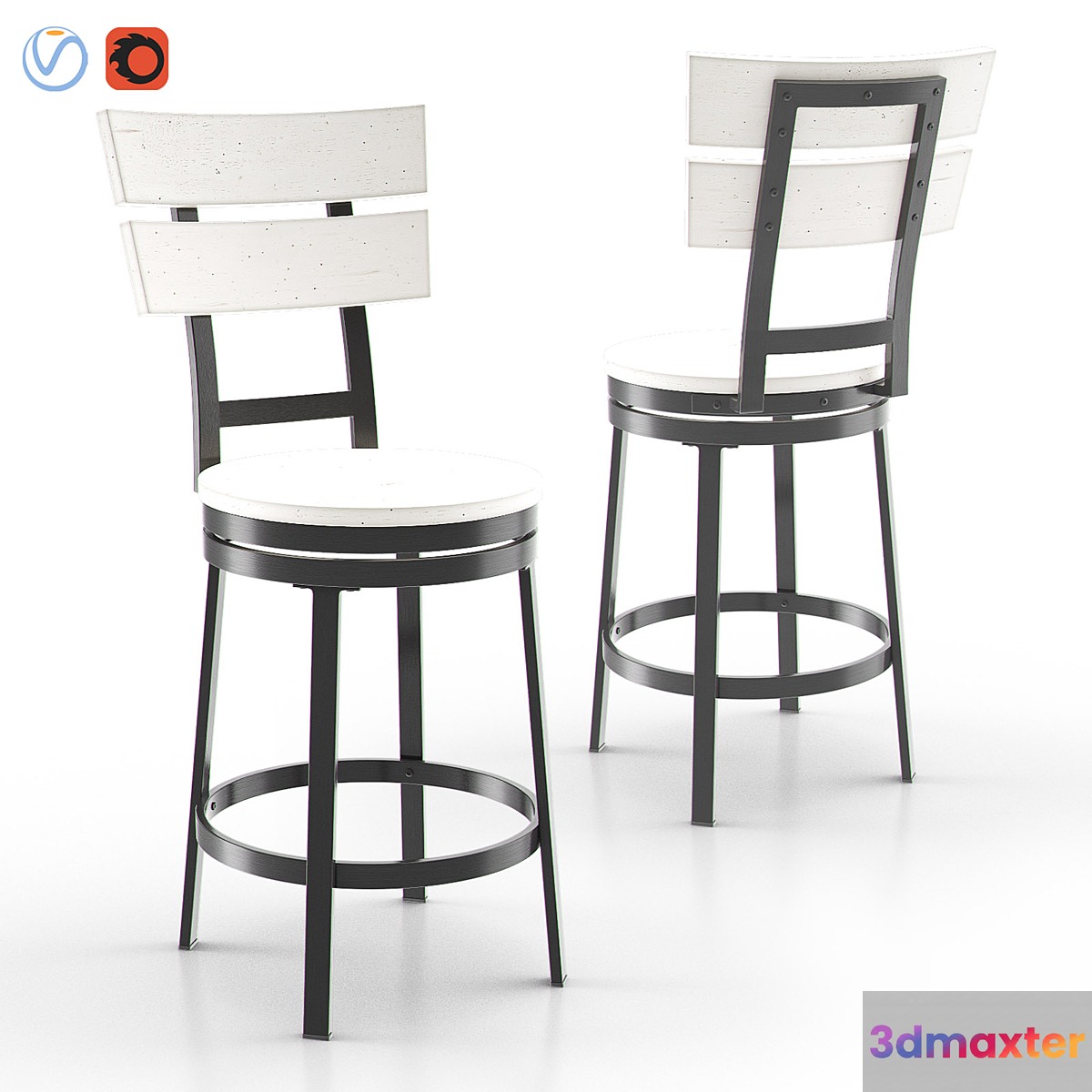 Metal & Timber Swivel Stool - 001