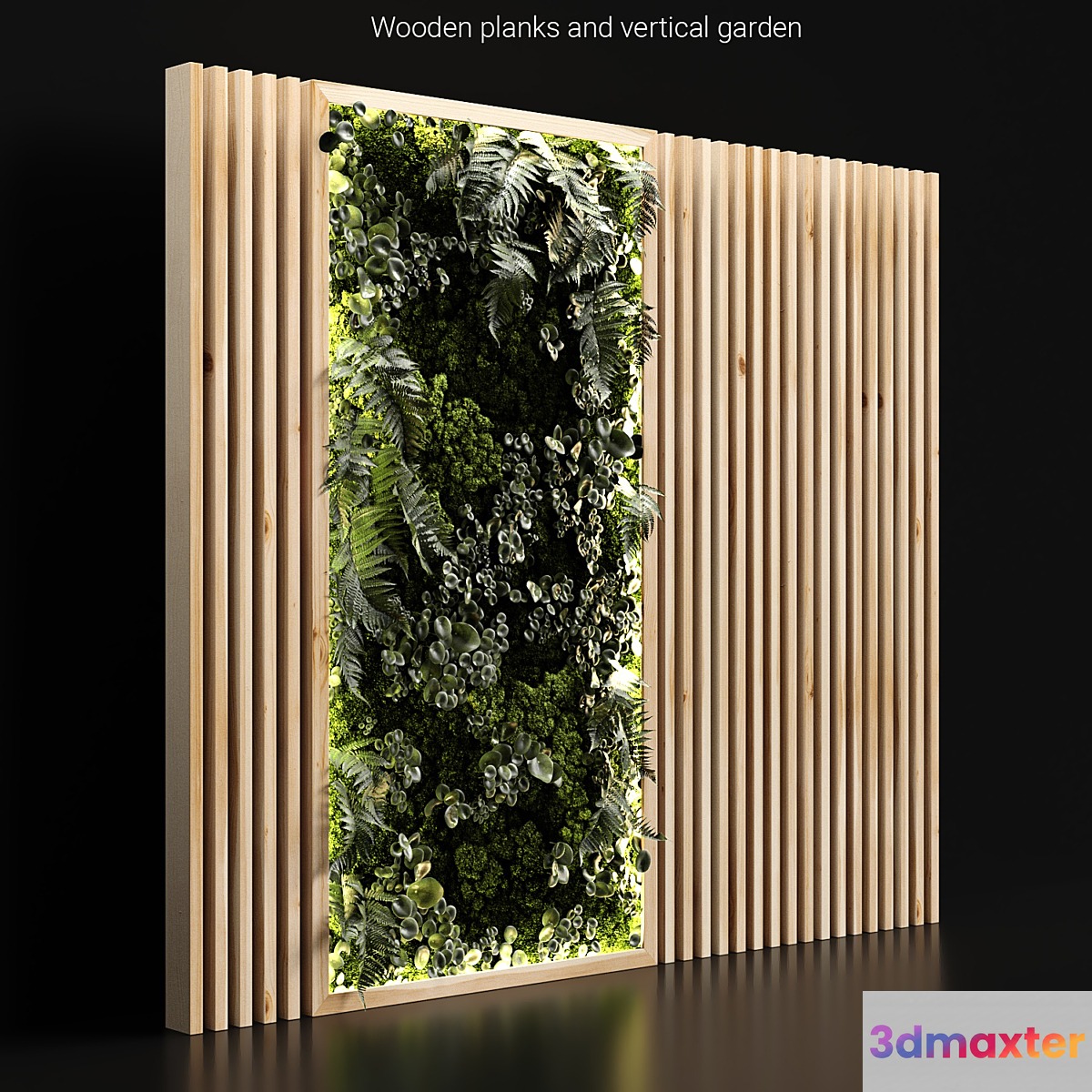 Wooden planks and vertical garden 3D Max
