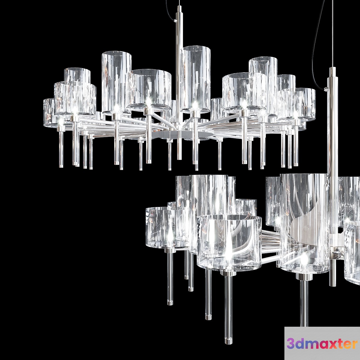 Chandelier AXO Light Spillray SP lamps 20 glass smoke - No.4
