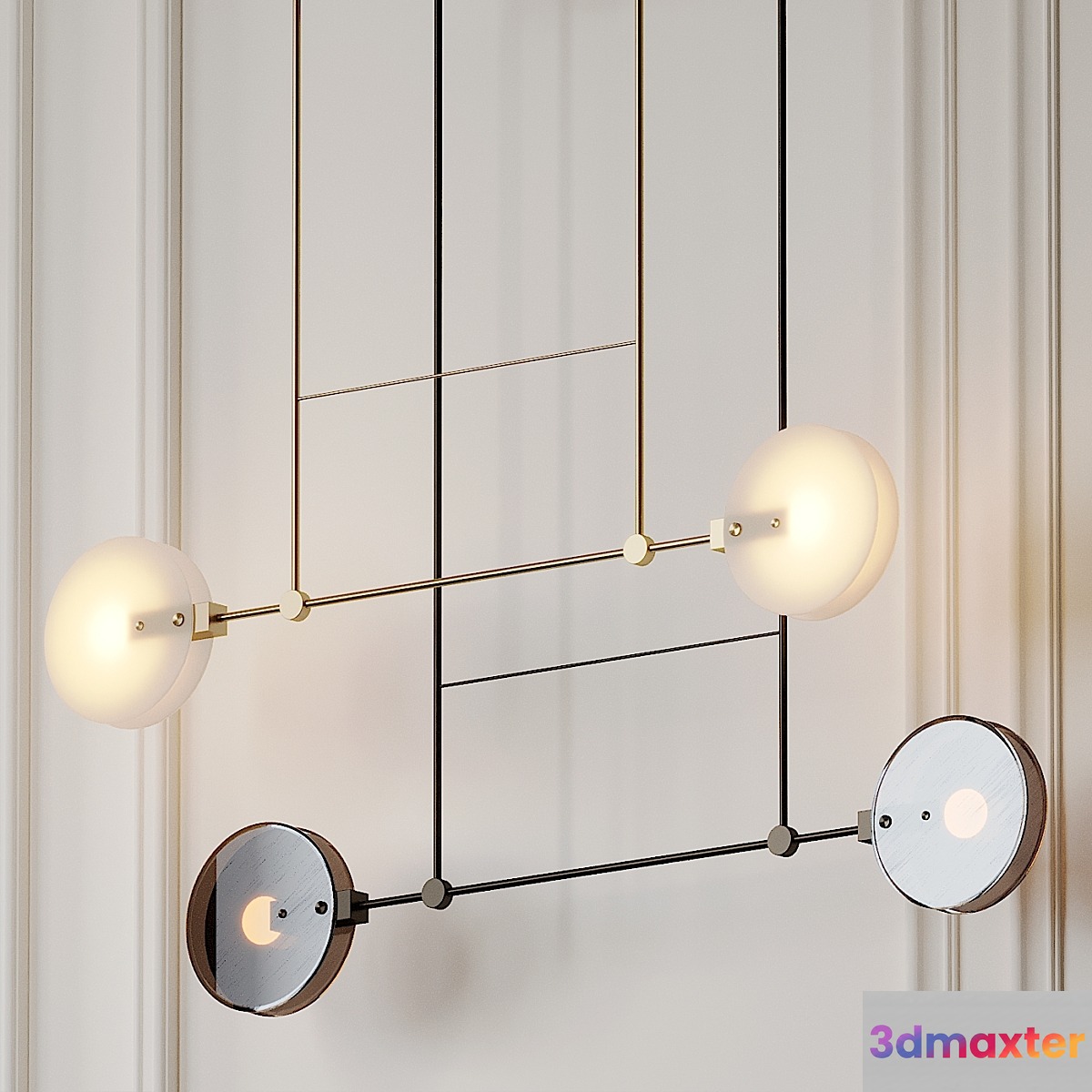 Nebulae 22- Double Horizontal Chandelier Twentieth 3D Max