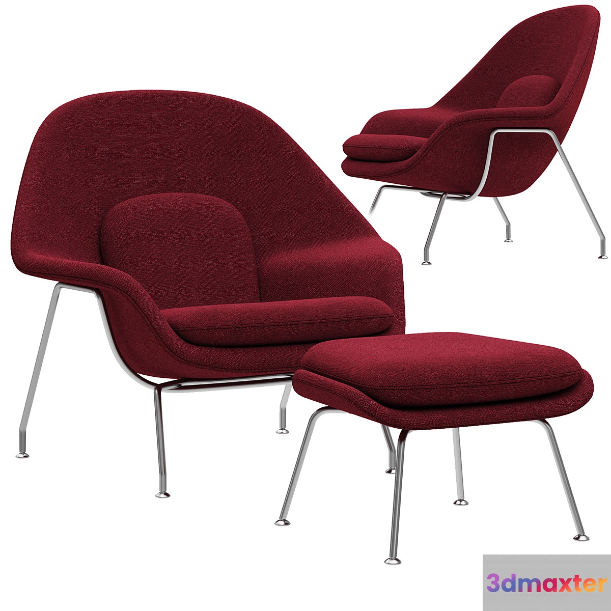 Knoll Saarinen Womb Chair and Ottoman 3D Max