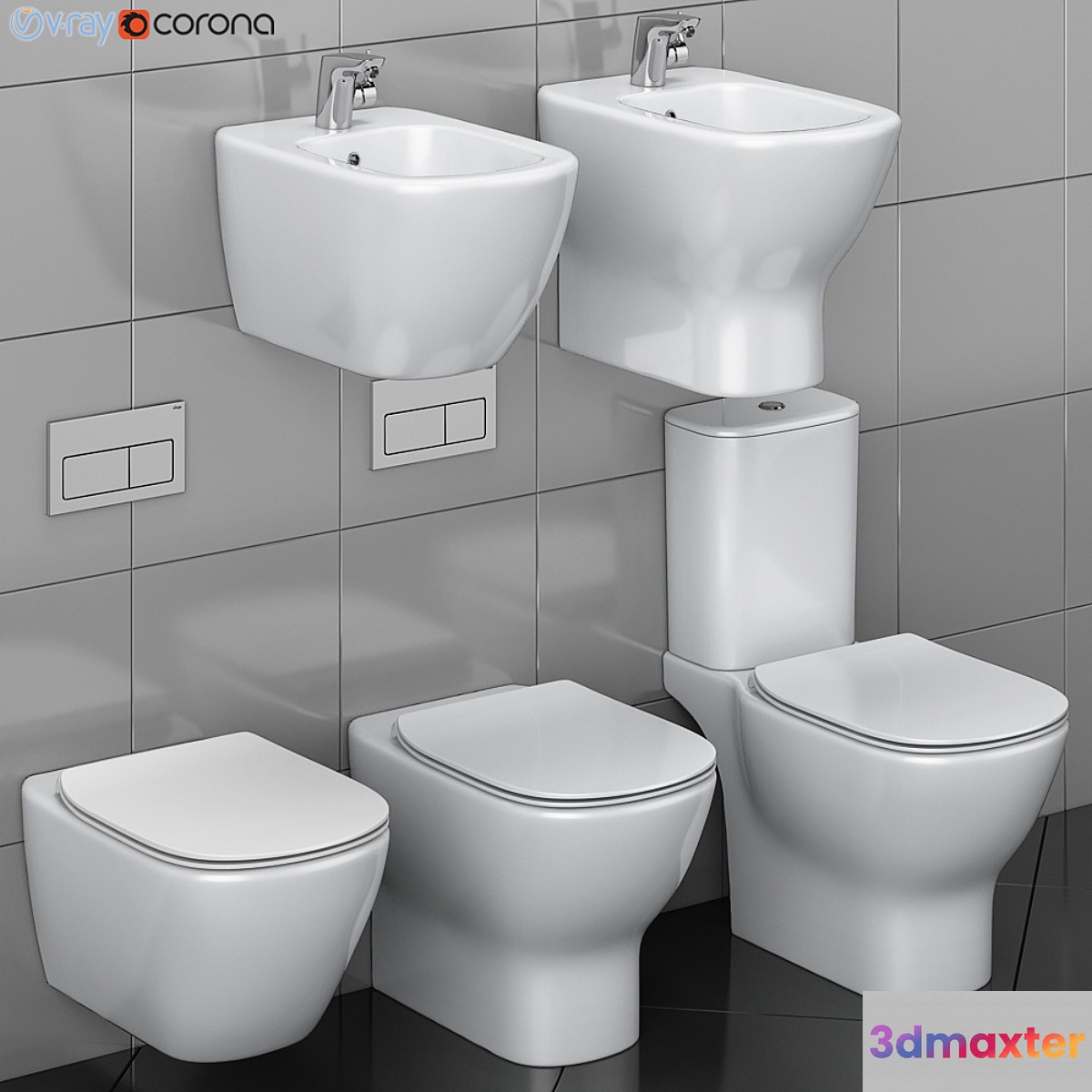Toilet and Bidet Ideal | Tesi 3D Max