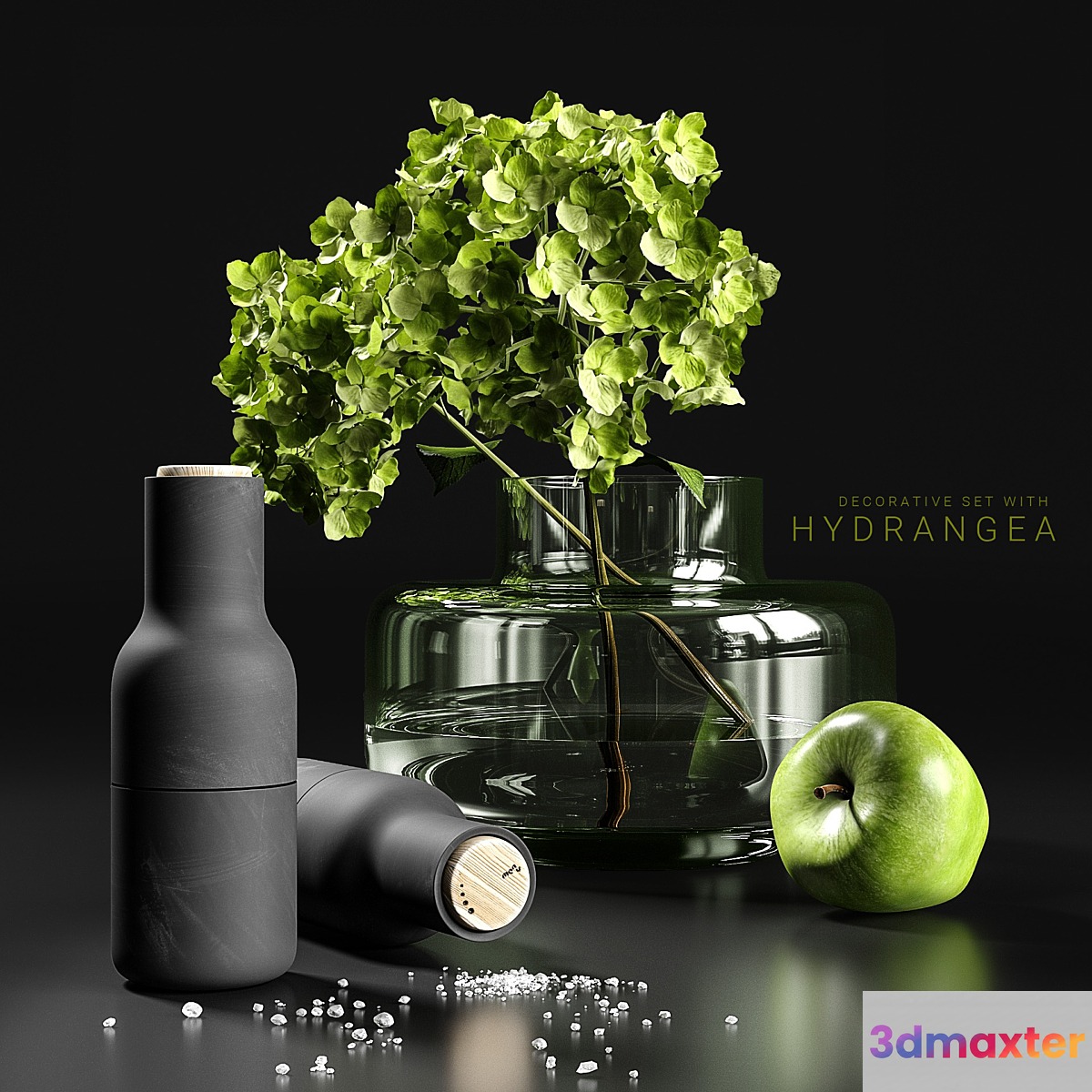 Decorative set with hydrangea