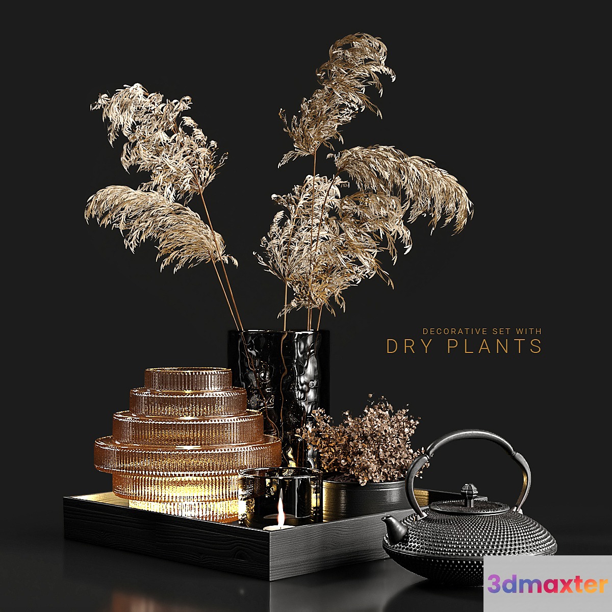 Decorative set with dry plants 3