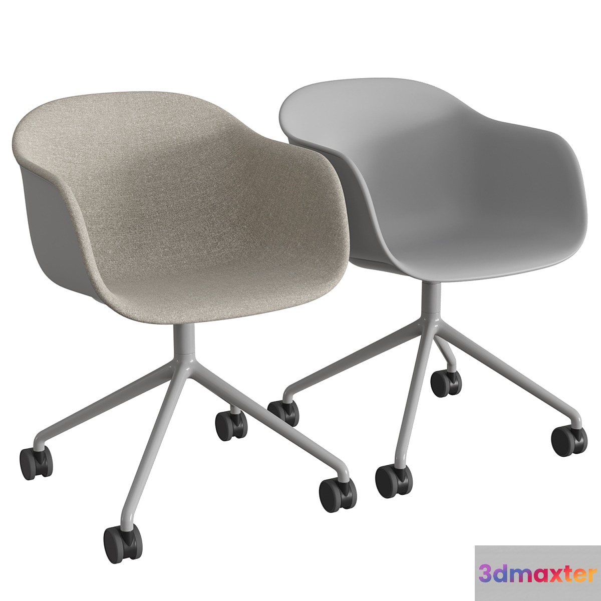 Fiber Armchair Swivel Base W. Castors - No.3