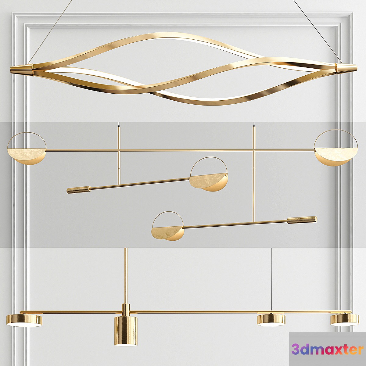 Linear Shape Pendants - 3 type 3D Max