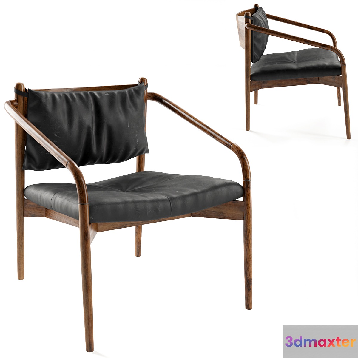Lento Black Leather Lounge Chair - No.2 3D Max