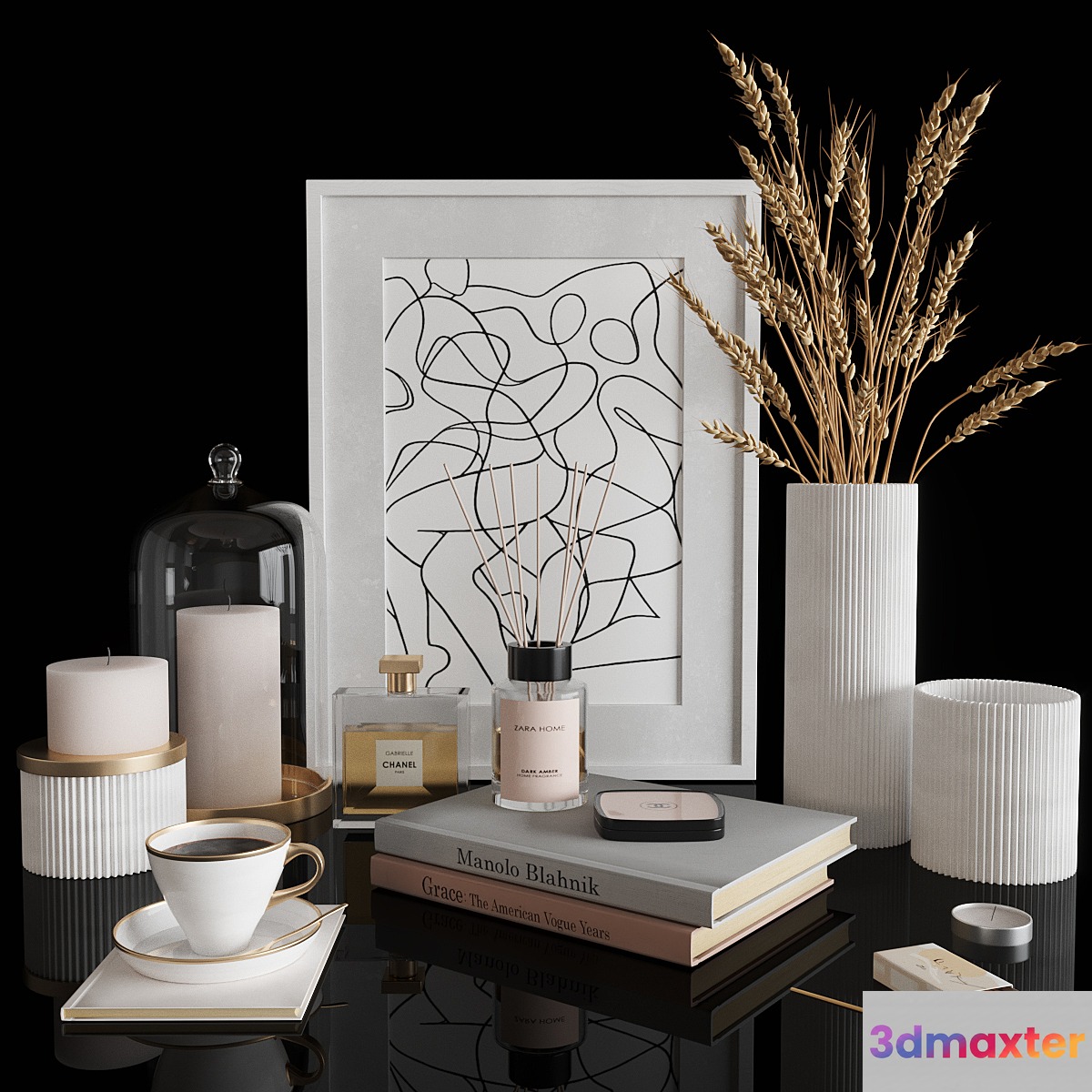 White decorative set 3D Max