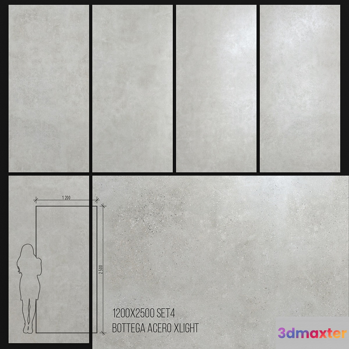 Bottega Acero 1200 X2500 Ceramic Tiles 3D Max