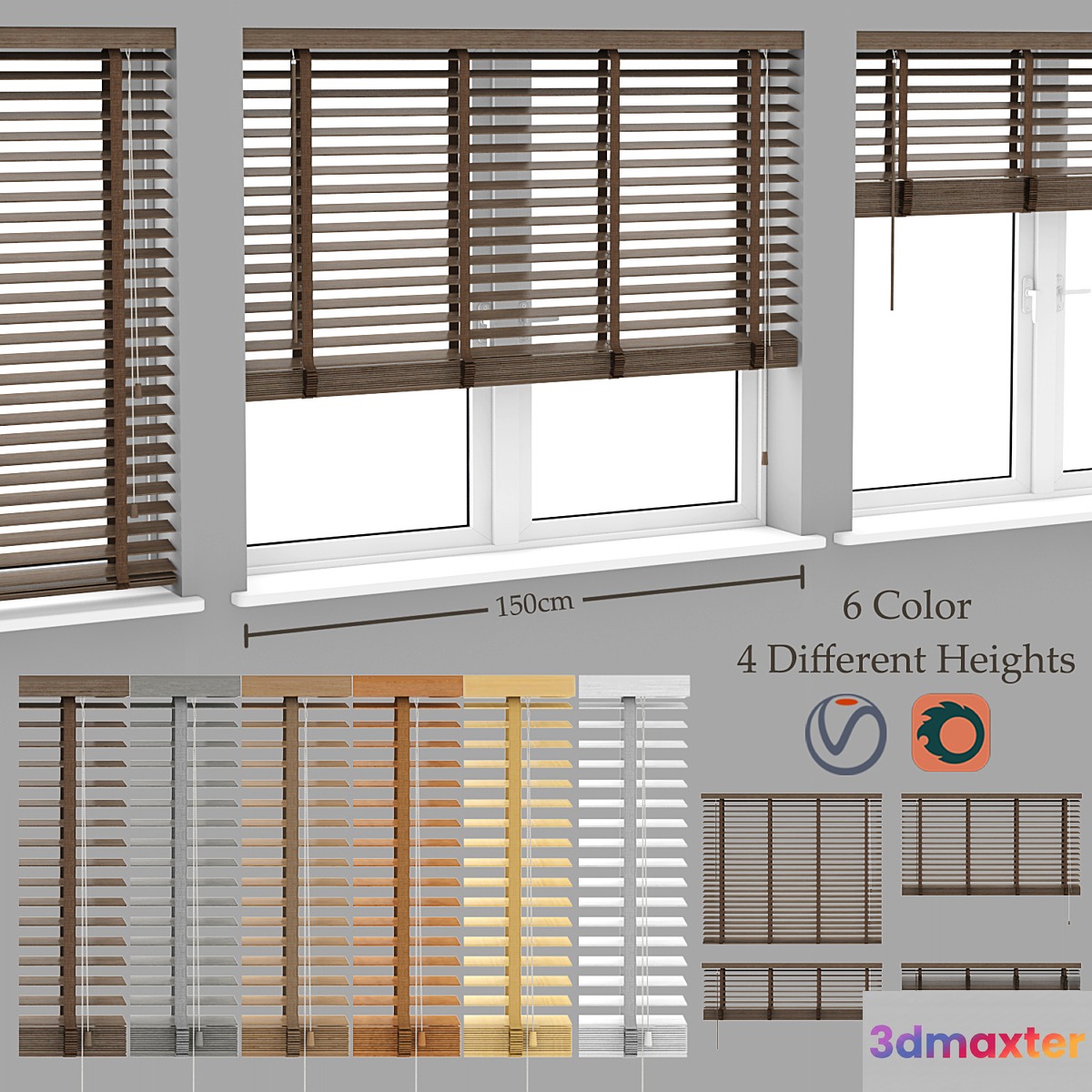 Wood blinds venetian 3D Max