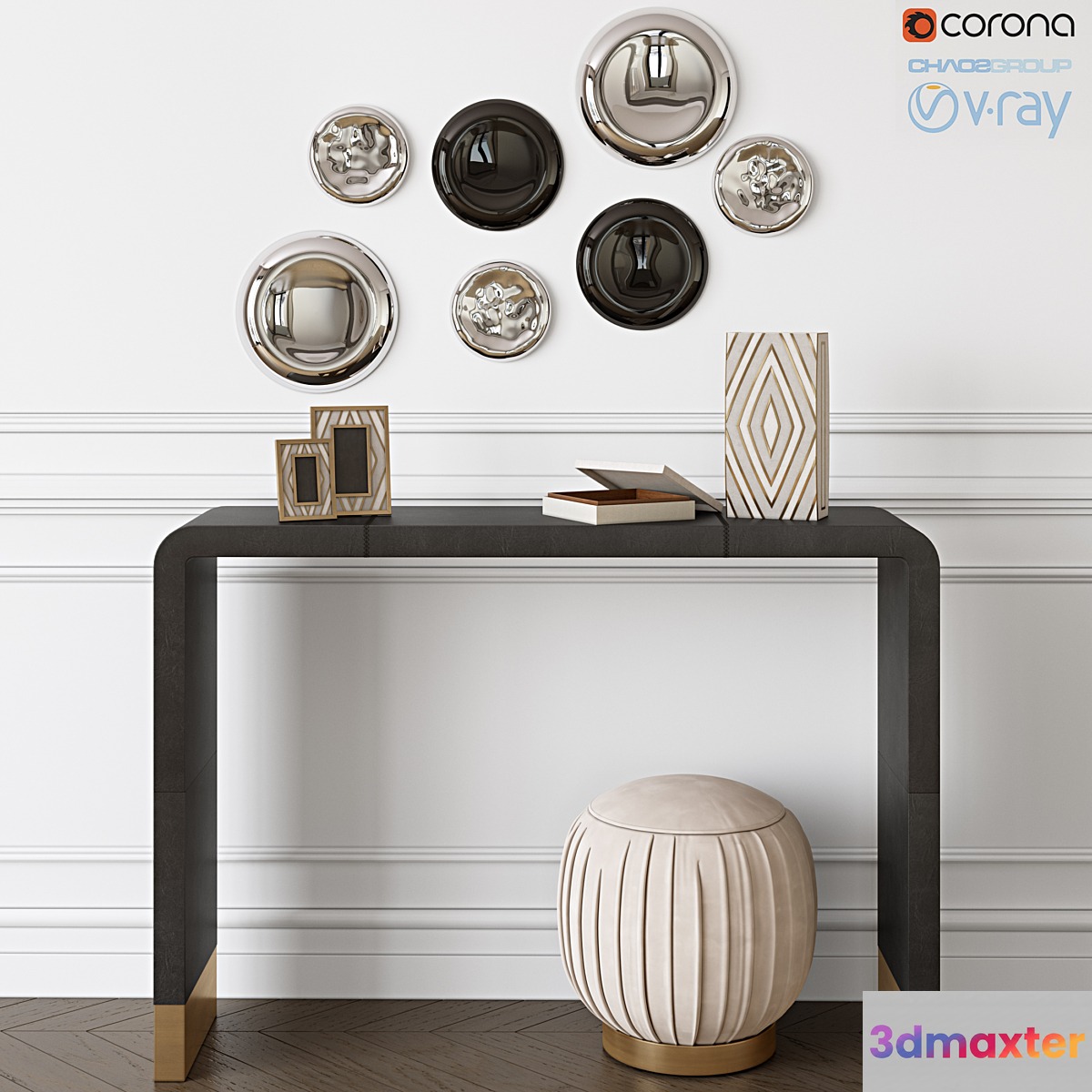 CB2 Tyler Leather Console & Ottoman-Stool