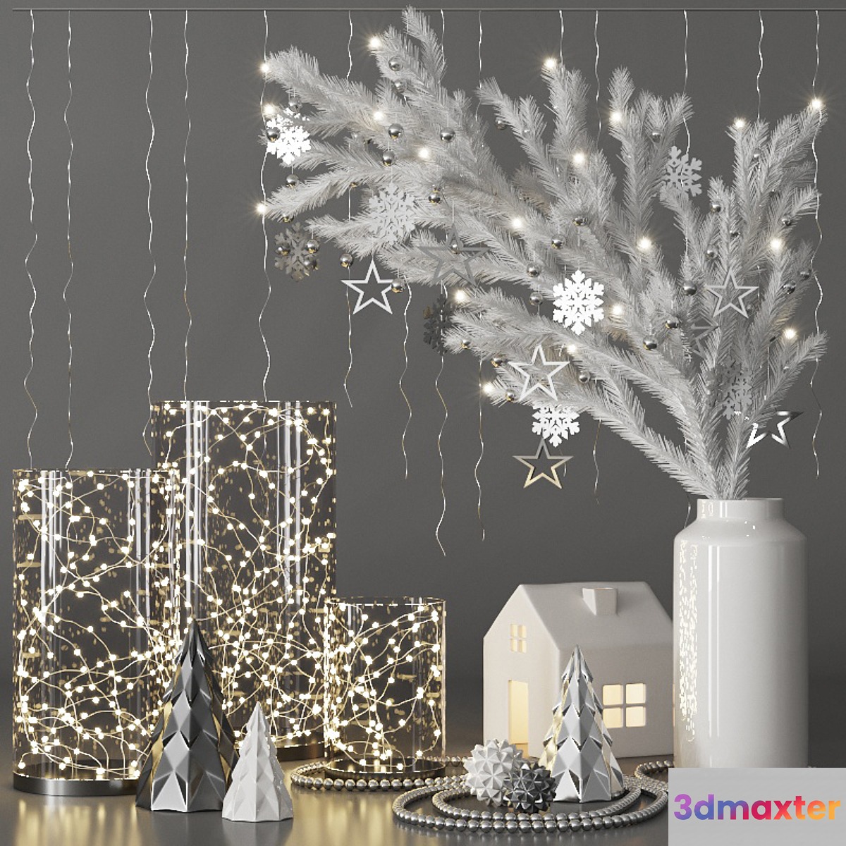 Christmas Decorative set with spruce branch and garlands - No.3