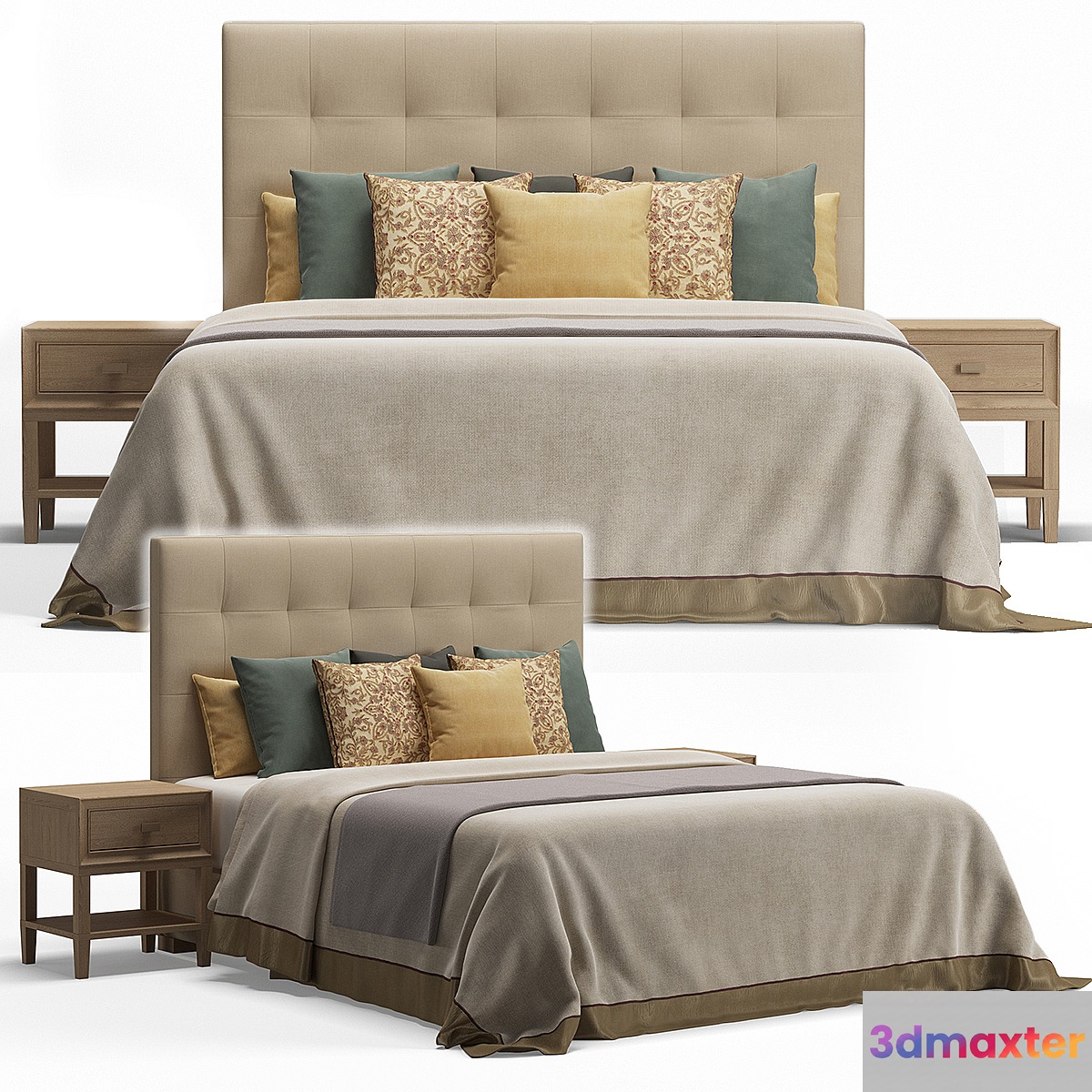 Grid Tufted Storage Bed