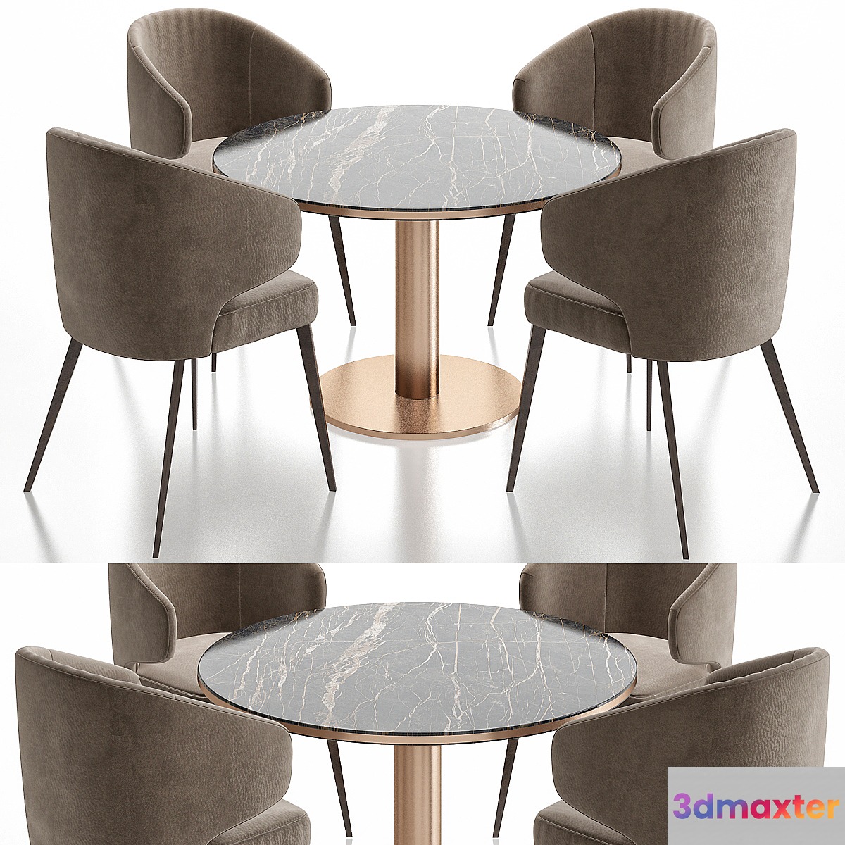 Minotti Aston Dining Chair and table 3D Max