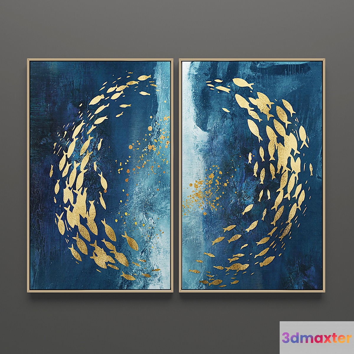 Triptych paintings set 56 3D Max