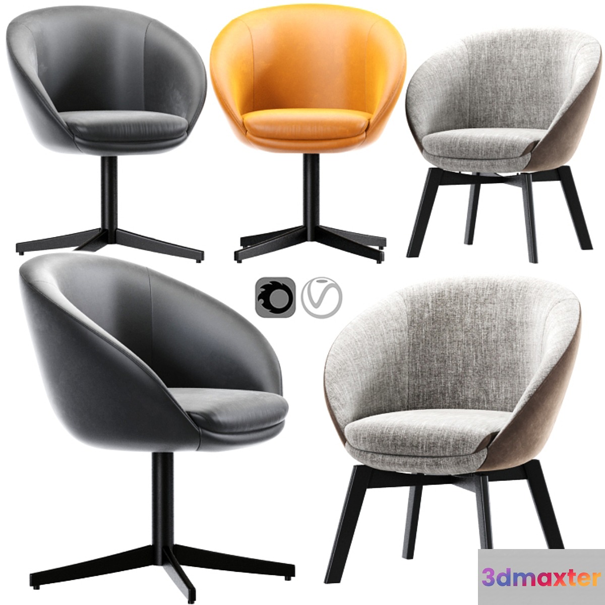 Minotti Russell Little Lounge Chair Set 02 3D Max